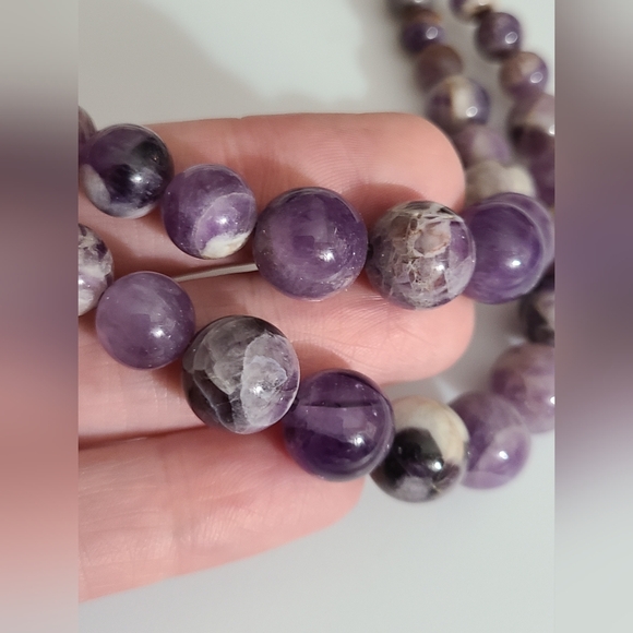 Amethyst graduated beaded necklace ARTISAN beautiful silver tone clasp 22.5" vtg - Picture 15 of 16